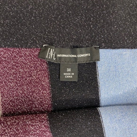 INC Multi Striped Pencil Skirt Lurex-Trim Glitter Plus Sz 3X - Picture 5 of 8